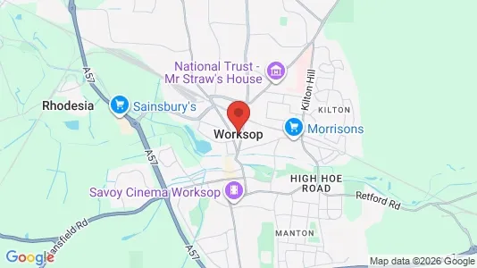 Houses for rent i Worksop - Nottinghamshire - kort over placeringen
