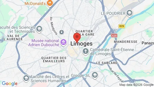 Apartments for rent i Limoges - kort over placeringen