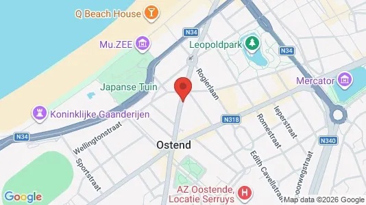 Apartments for rent i Oostende - kort over placeringen