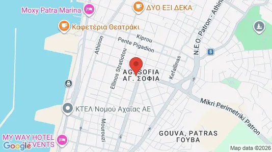 Apartments for rent i Patras - kort over placeringen