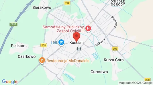 Apartments for rent i Kościański - kort over placeringen