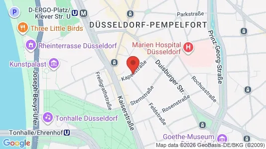 Apartments for rent i Dusseldorf - kort over placeringen