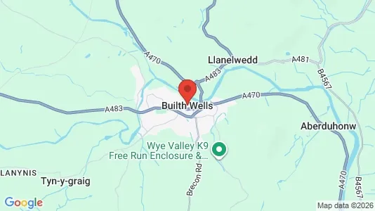 Houses for rent i Builth Wells - Powys - kort over placeringen