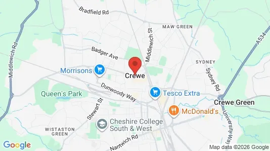 Apartments for rent i Crewe - Cheshire - kort over placeringen