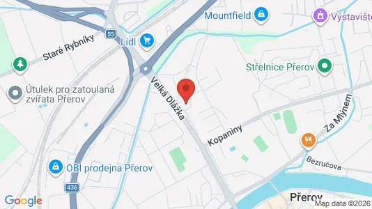 Apartments for rent i Přerov - kort over placeringen