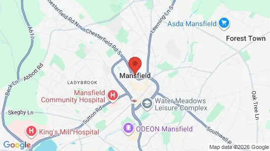 Houses for rent i Mansfield - Nottinghamshire - kort over placeringen