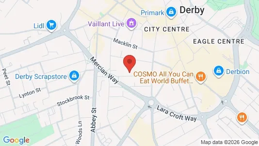 Apartments for rent i Derby - Derbyshire - kort over placeringen