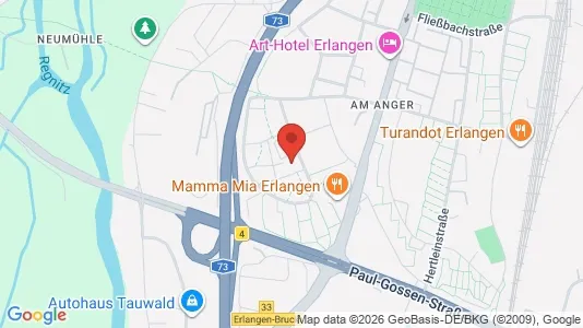 Apartments for rent i Erlangen - kort over placeringen