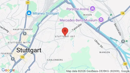 Apartments for rent i Stuttgart-Ost - kort over placeringen