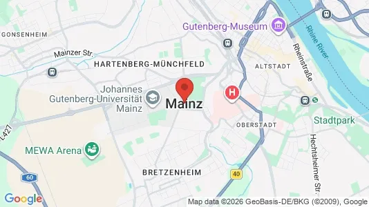 Apartments for rent i Mainz - kort over placeringen