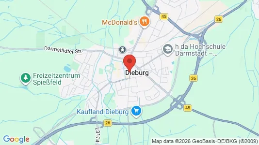 Apartments for rent i Darmstadt-Dieburg - kort over placeringen