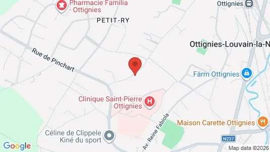 Apartments for rent i Ottignies-Louvain-la-Neuve - kort over placeringen