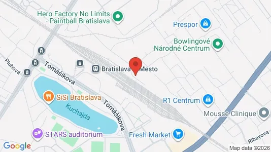 Apartments for rent i Bratislava Nové Mesto - kort over placeringen
