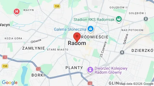 Apartments for rent i Radom - kort over placeringen