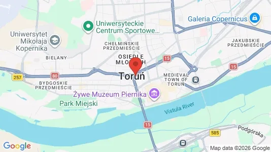Rooms for rent i Toruń - kort over placeringen