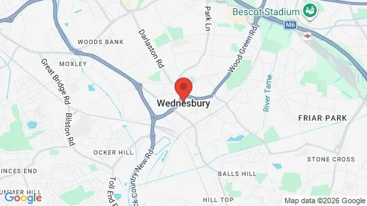 Rooms for rent i Wednesbury - West Midlands - kort over placeringen