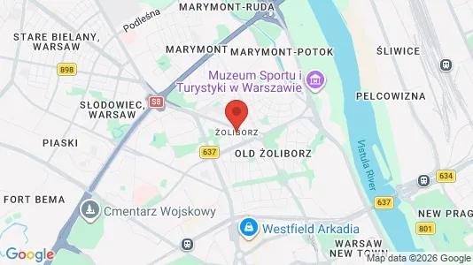 Houses for rent i Warszawa Żoliborz - kort over placeringen