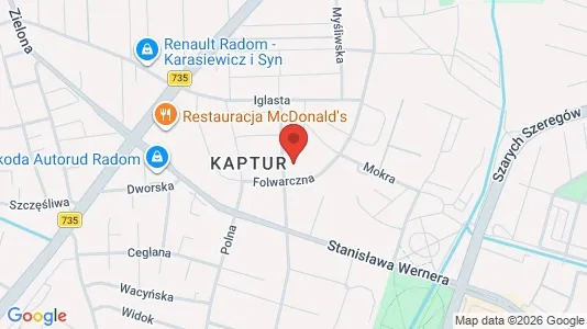 Apartments for rent i Radom - kort over placeringen