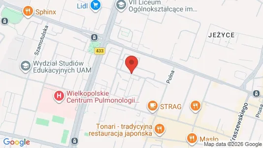 Rooms for rent i Poznań - kort over placeringen
