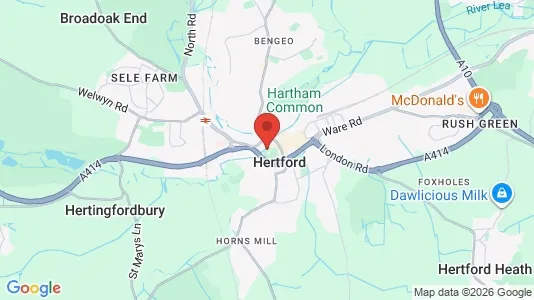 Rooms for rent i Hertford - Hertfordshire - kort over placeringen