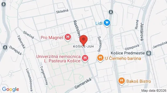 Rooms for rent i Košice Dargovských hrdinov - kort over placeringen