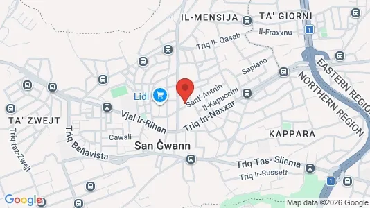 Apartments for rent i San Ġwann - kort over placeringen