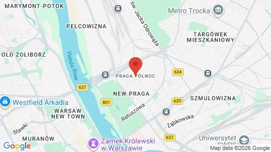 Apartments for rent i Warszawa Praga-Północ - kort over placeringen