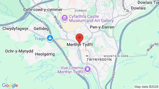Rooms for rent i Merthyr Tydfil - Mid Glamorgan - kort over placeringen