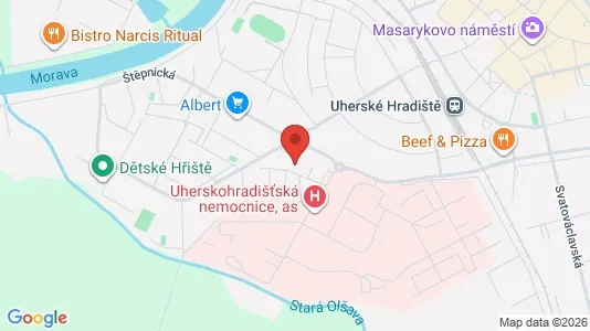 Apartments for rent i Uherské Hradiště - kort over placeringen