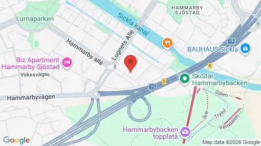 Rooms for rent i Hammarbyhamnen - kort over placeringen