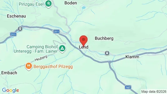 Apartments for rent i Lend - kort over placeringen