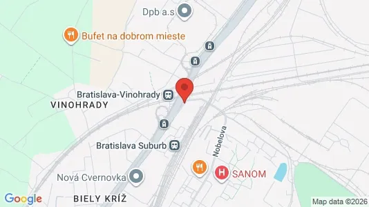 Apartments for rent i Bratislava Nové Mesto - kort over placeringen