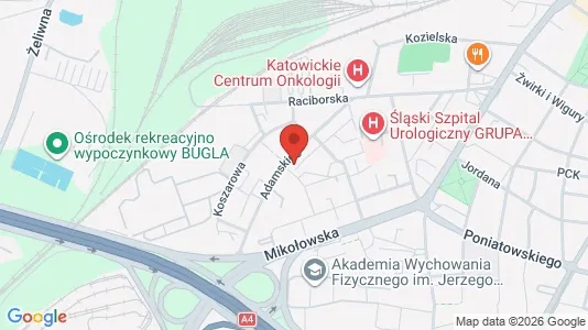 Apartments for rent i Katowice - kort over placeringen