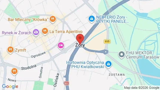 Apartments for rent i Żory - kort over placeringen