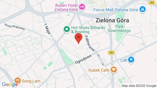 Apartments for rent i Zielona Góra - kort over placeringen