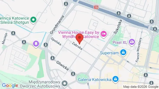 Apartments for rent i Katowice - kort over placeringen