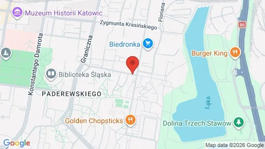 Apartments for rent i Katowice - kort over placeringen