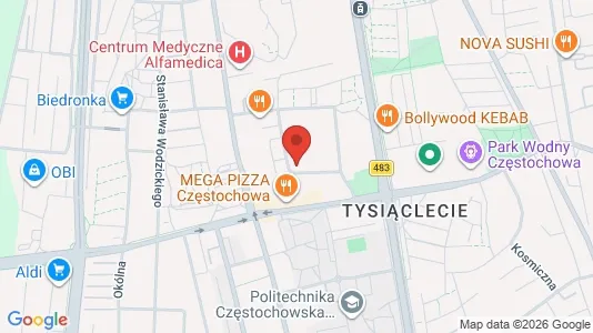 Apartments for rent i Częstochowa - kort over placeringen