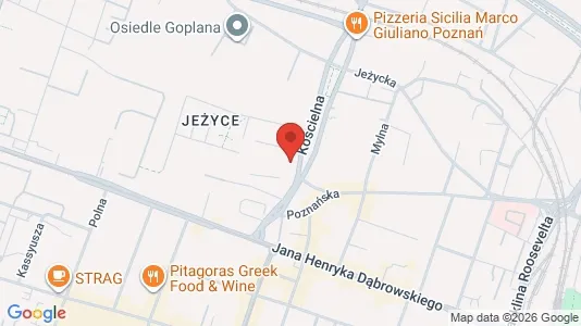 Rooms for rent i Poznań - kort over placeringen