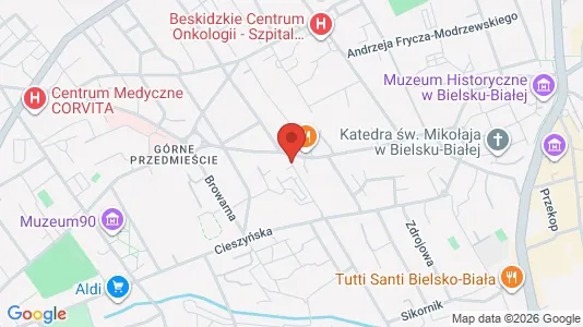 Apartments for rent i Bielsko-Biała - kort over placeringen