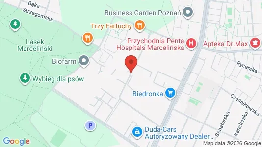 Rooms for rent i Poznań - kort over placeringen