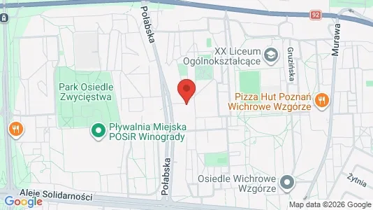 Rooms for rent i Poznań - kort over placeringen