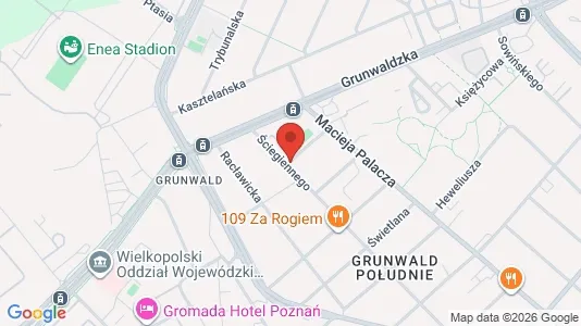 Rooms for rent i Poznań - kort over placeringen