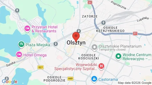 Houses for rent i Olsztyn - kort over placeringen