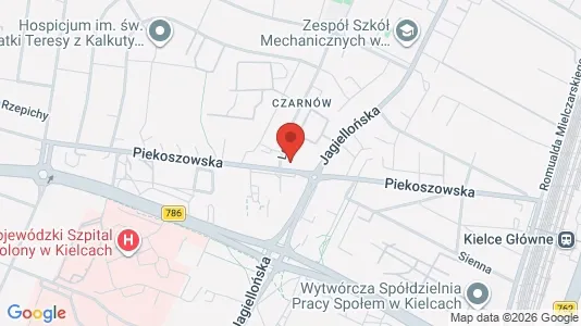 Apartments for rent i Kielce - kort over placeringen