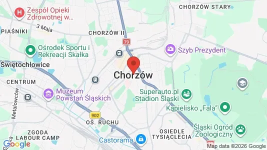Apartments for rent i Chorzów - kort over placeringen