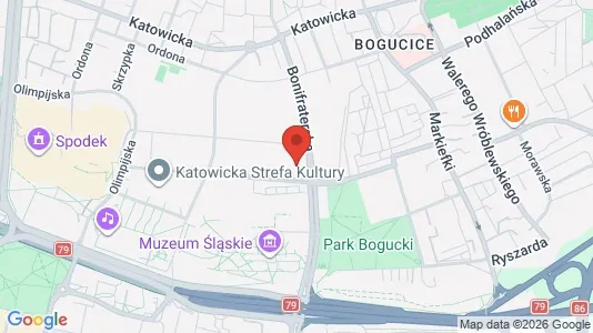 Apartments for rent i Katowice - kort over placeringen