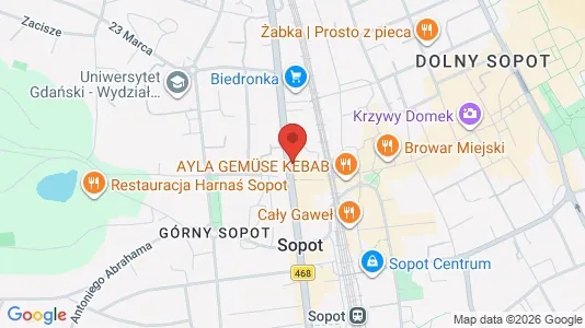 Apartments for rent i Sopot - kort over placeringen
