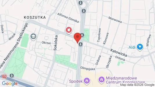 Apartments for rent i Katowice - kort over placeringen