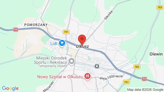 Apartments for rent i Olkuski - kort over placeringen